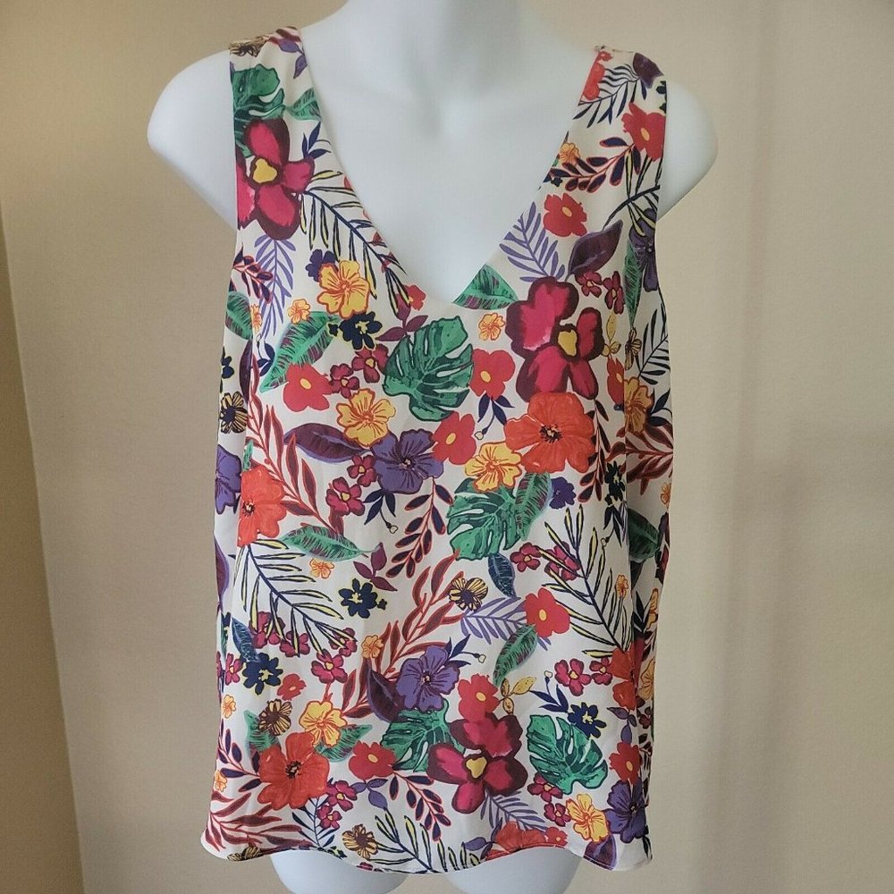 Tabitha Webb Floral Lined V-Neck Sleeveless Tank